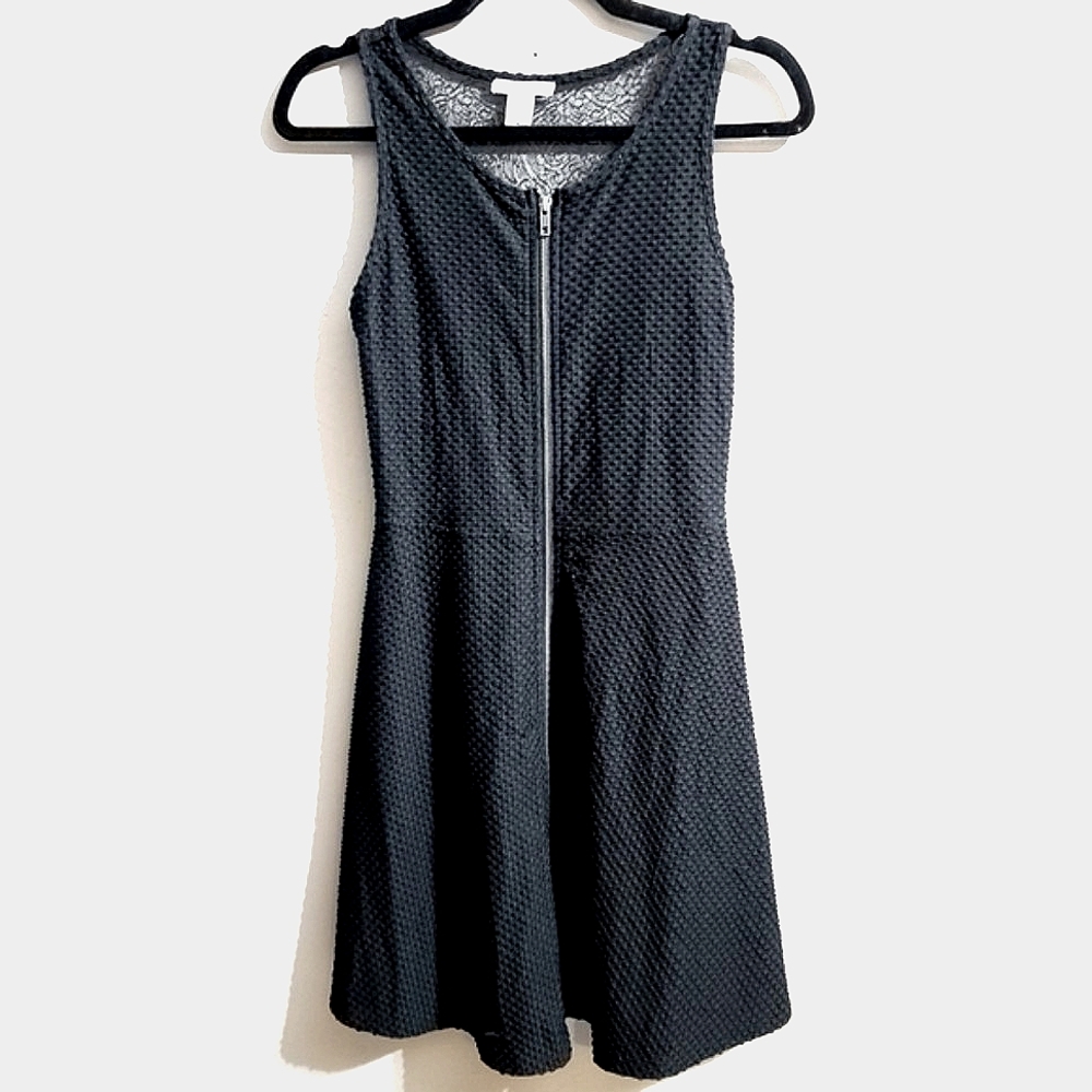 Bar III EUC Classic Black Lace Fit & Flare Front Zip Mini Dress - SIZE MEDIUM